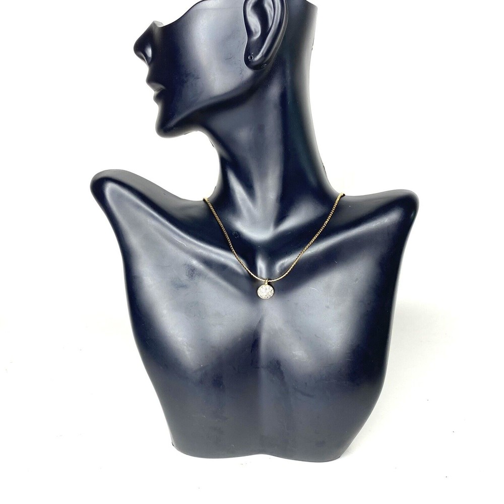 Vintage Napier Rhinestone Necklace Gold Tone Small Circle Pendant 16 Inch Chain